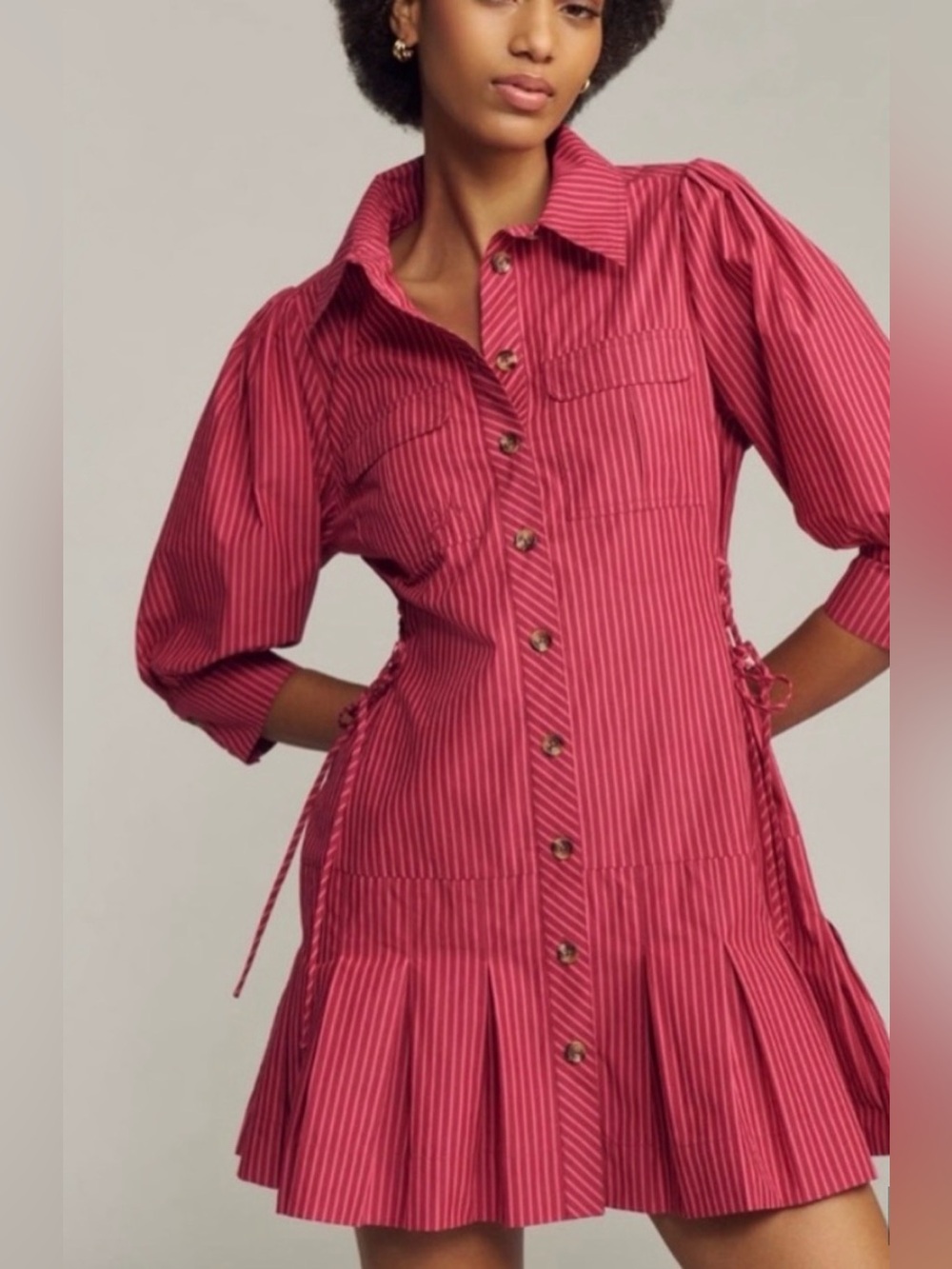 Bright Pink Striped Button-Up Shirt